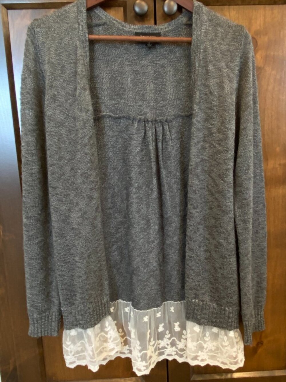 Open Cardigan with Lace Womens Size Medium, romantic, soft casual layering